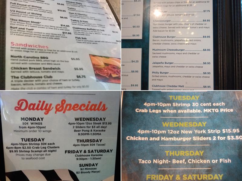 Clubhouse Bar & Grill Menu