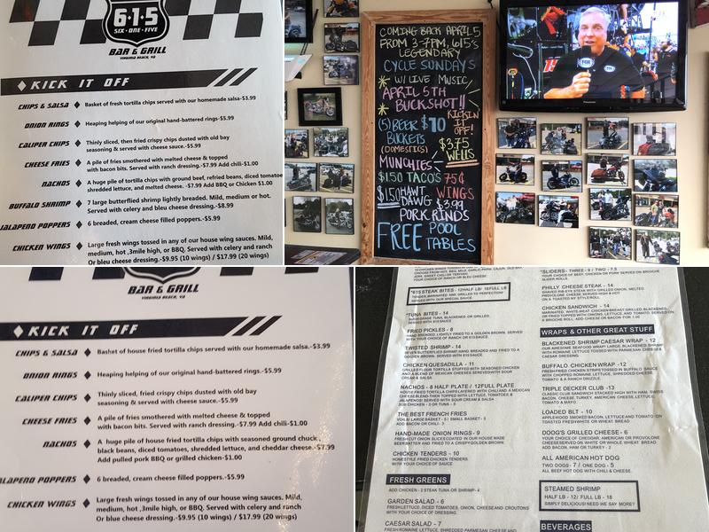 615 Bar and Grill Menu