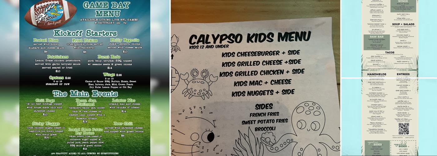 Calypso Bar & Grill Menu
