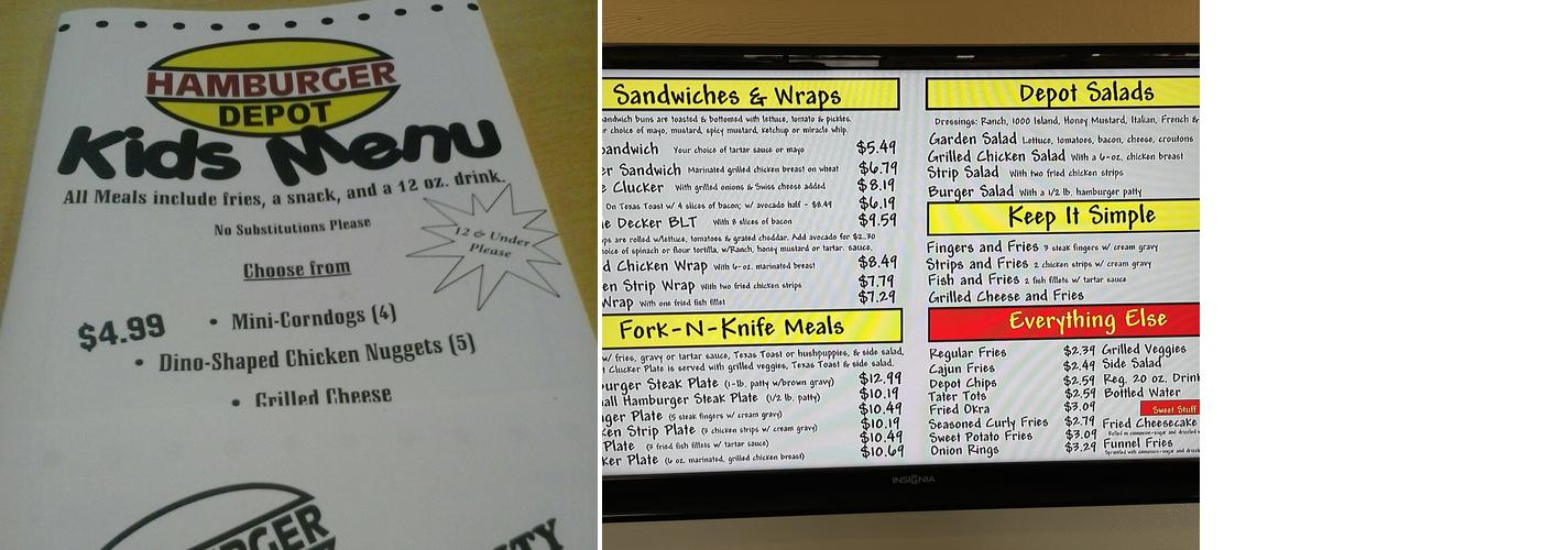 Hamburger Depot Menu