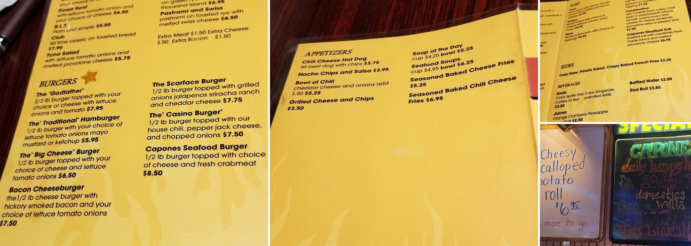 Capone's Bar & Grill Menu