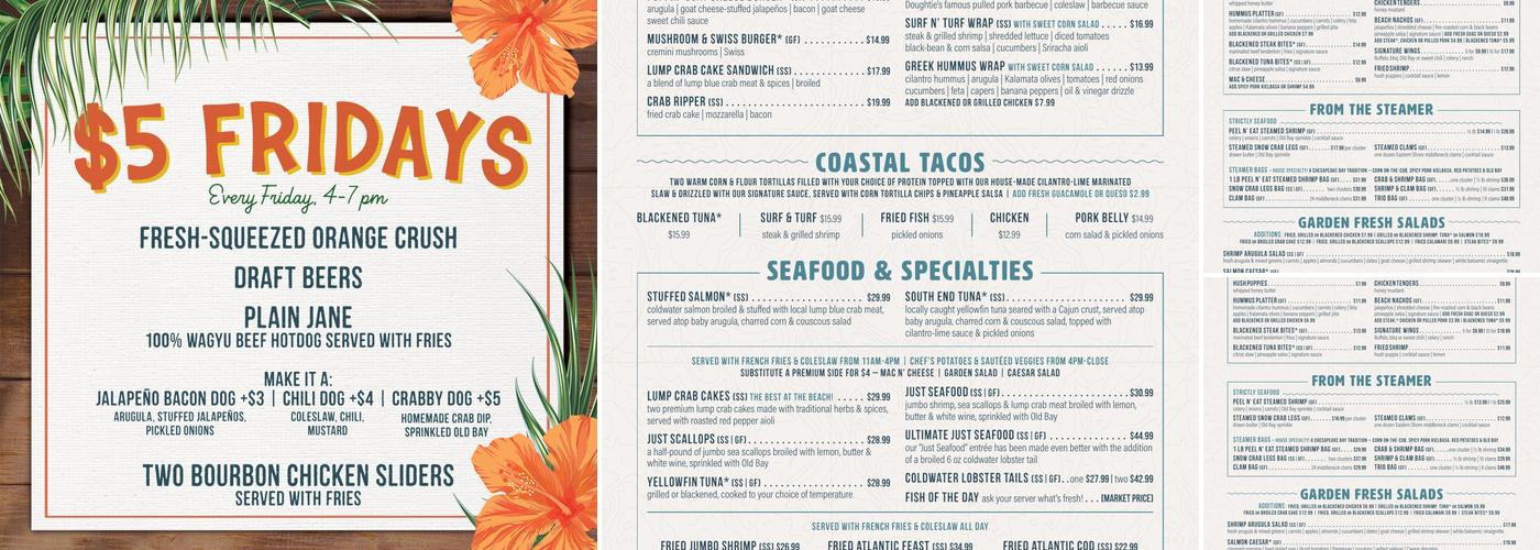 Chix on the Beach Menu
