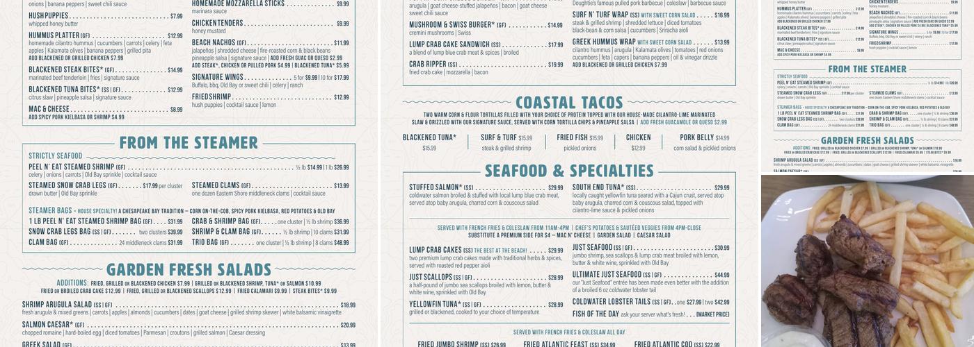 Chix on the Beach Menu