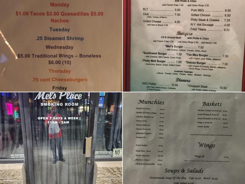 Mel's Place Menu