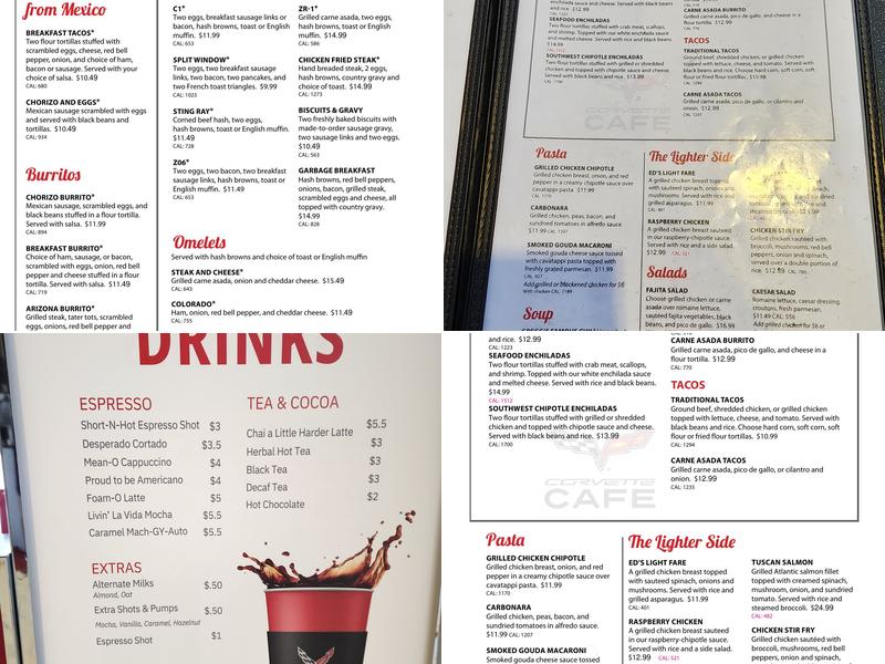 Corvette Cafe Menu