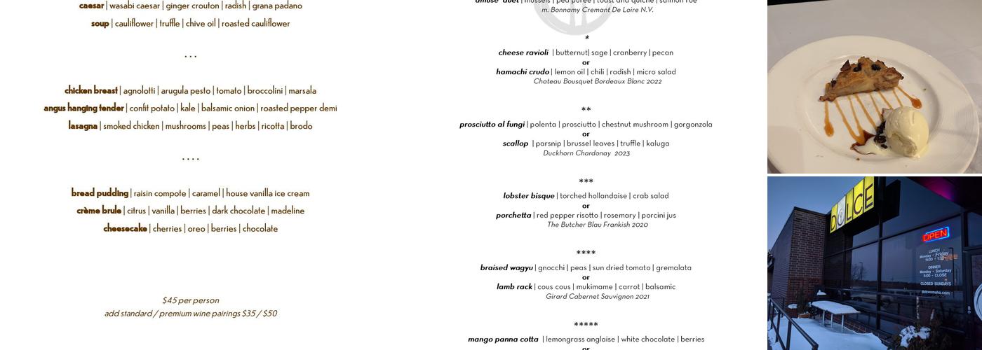 Dolce Menu