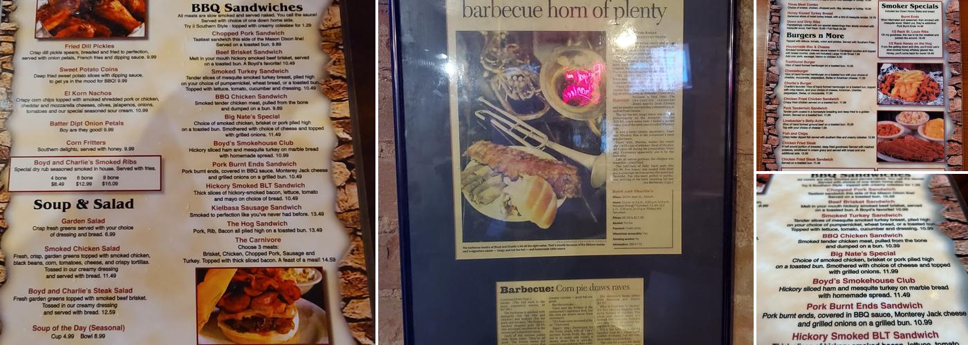 Boyd & Charlies BBQ Menu