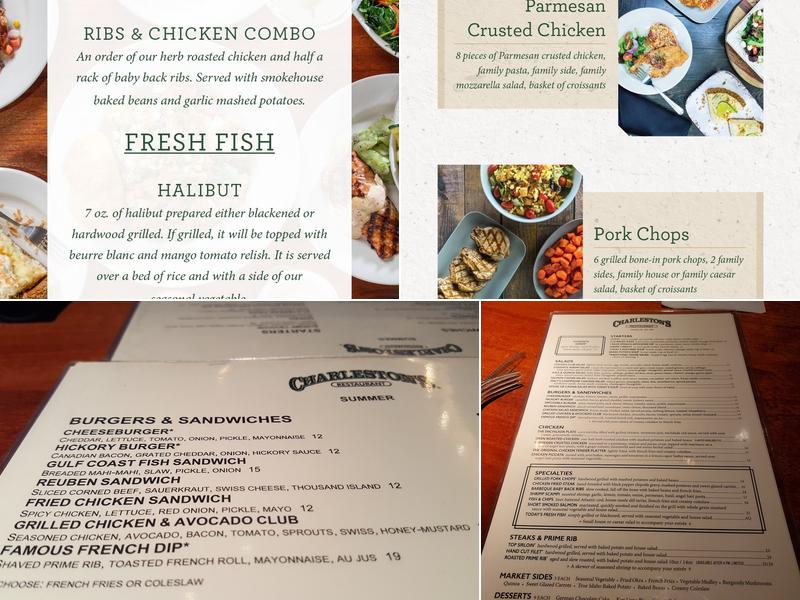 Charleston's Restaurant Menu