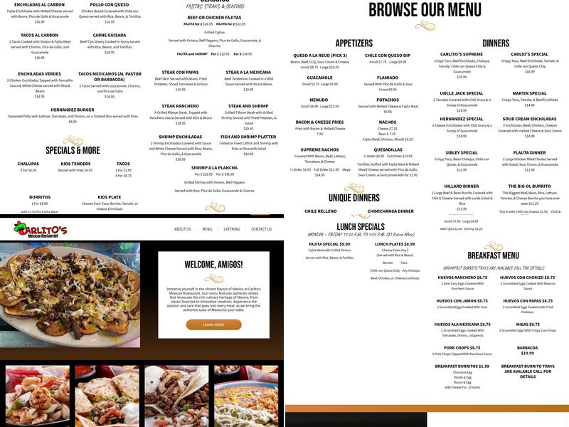Carlito's Mexican Restaurant Menu