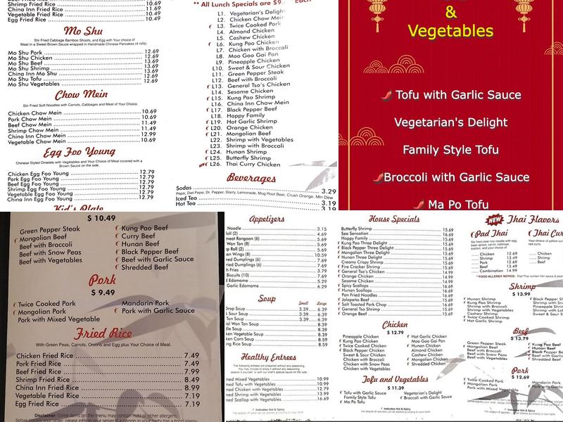 Sam's China Inn Menu