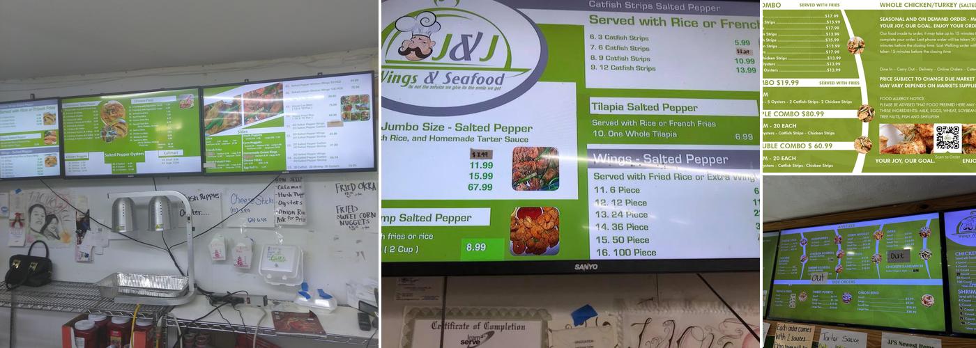 J&J Wings and Seafood Menu