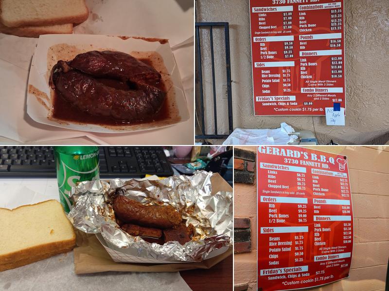 Gerard's Barbeque Diner Menu