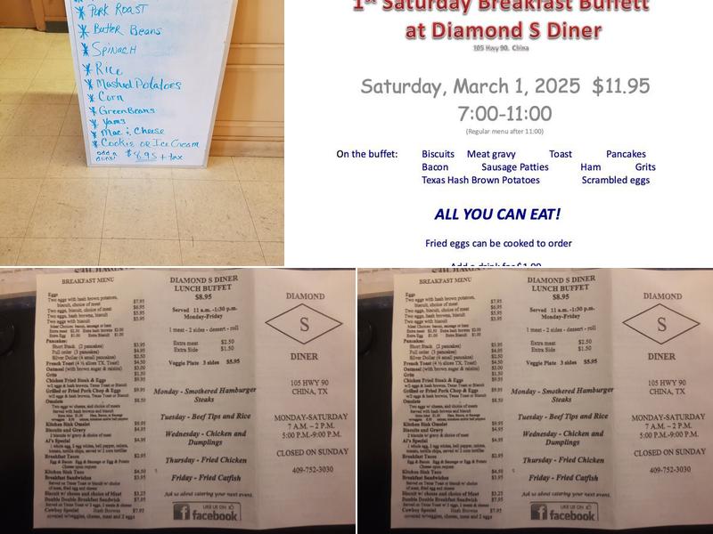 Diamond S Diner Menu