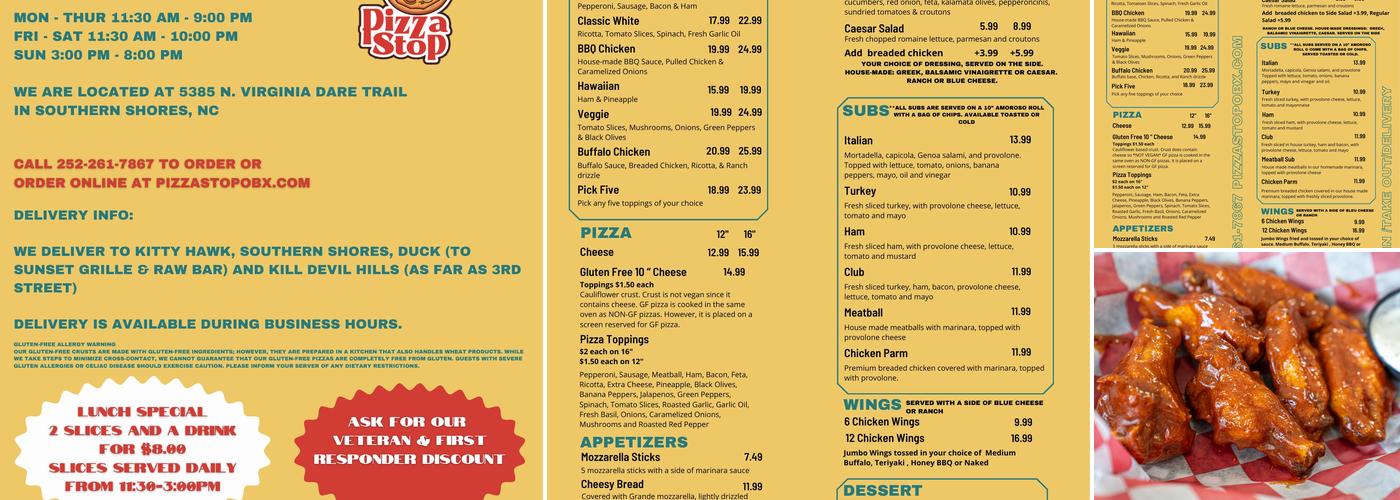 Pizza Stop Menu