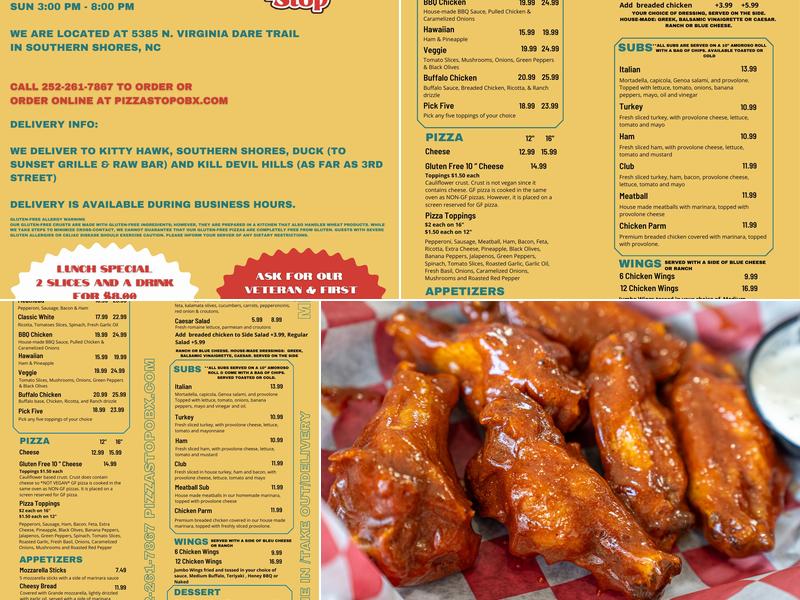 Pizza Stop Menu