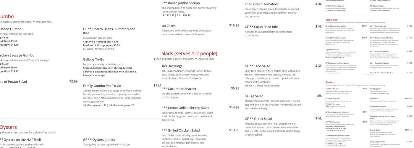 Tia Juanita's Fish Camp Menu