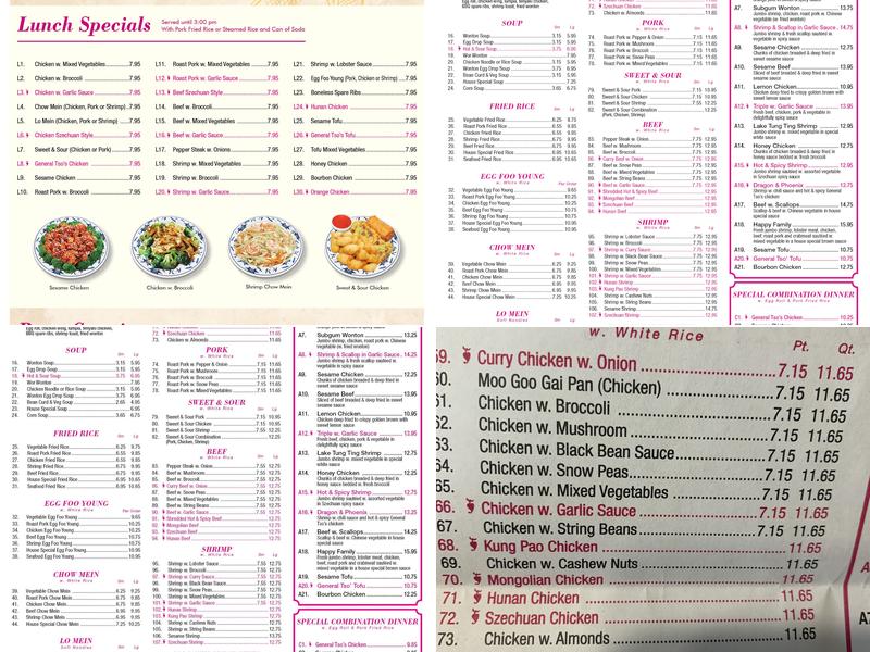 China Dragon Menu