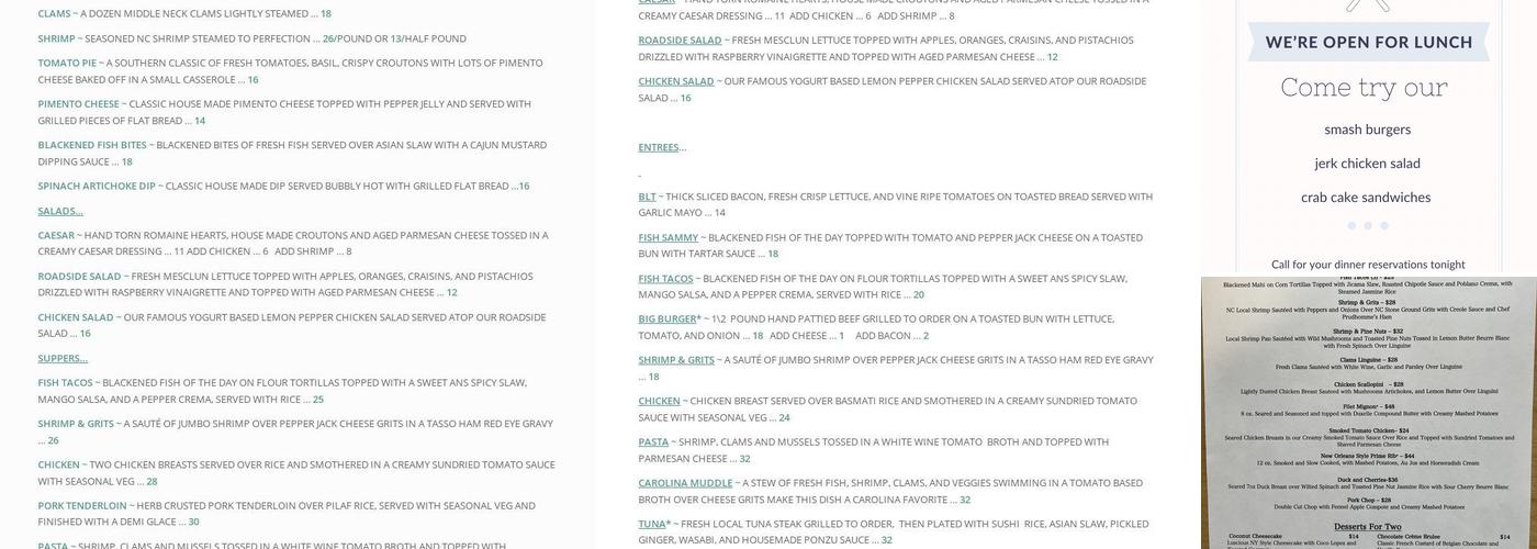 Roadside Bar & Grill Menu