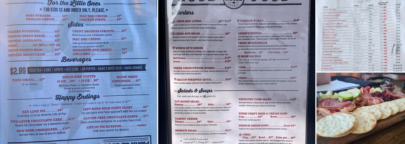 Taylor County Taphouse Menu