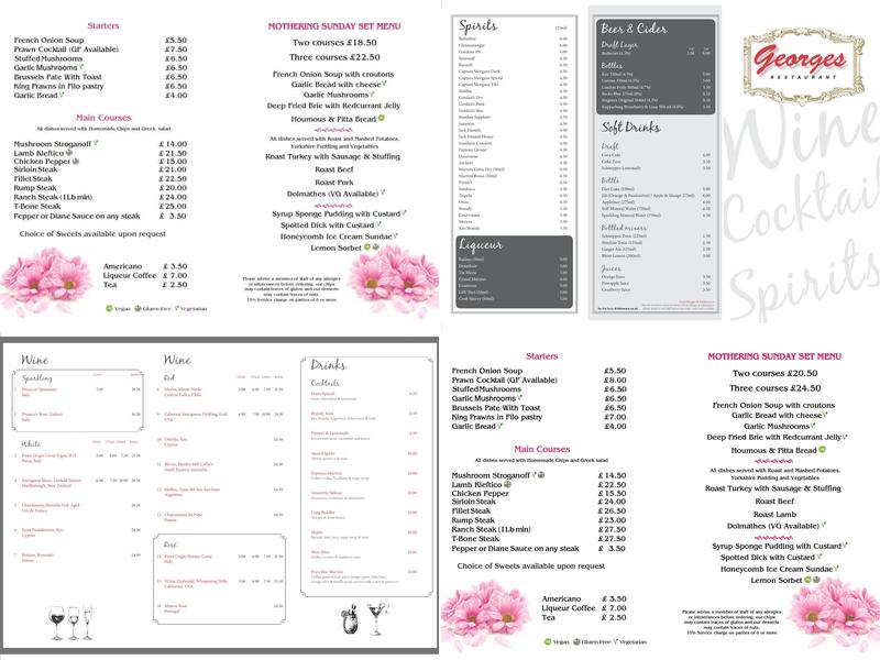 George's Restaurant Menu