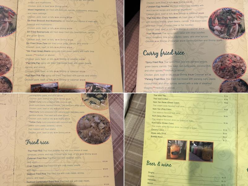 Ann's Thai Kitchen Menu