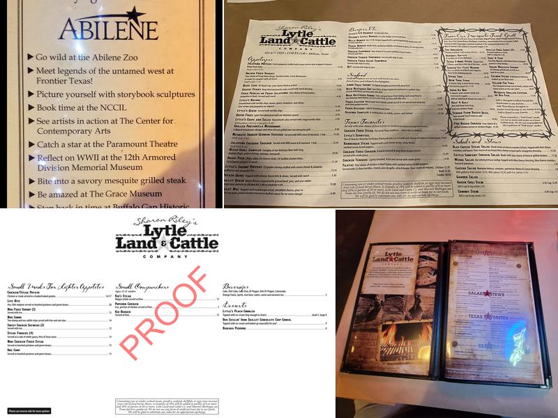 Lytle Land & Cattle Company Menu