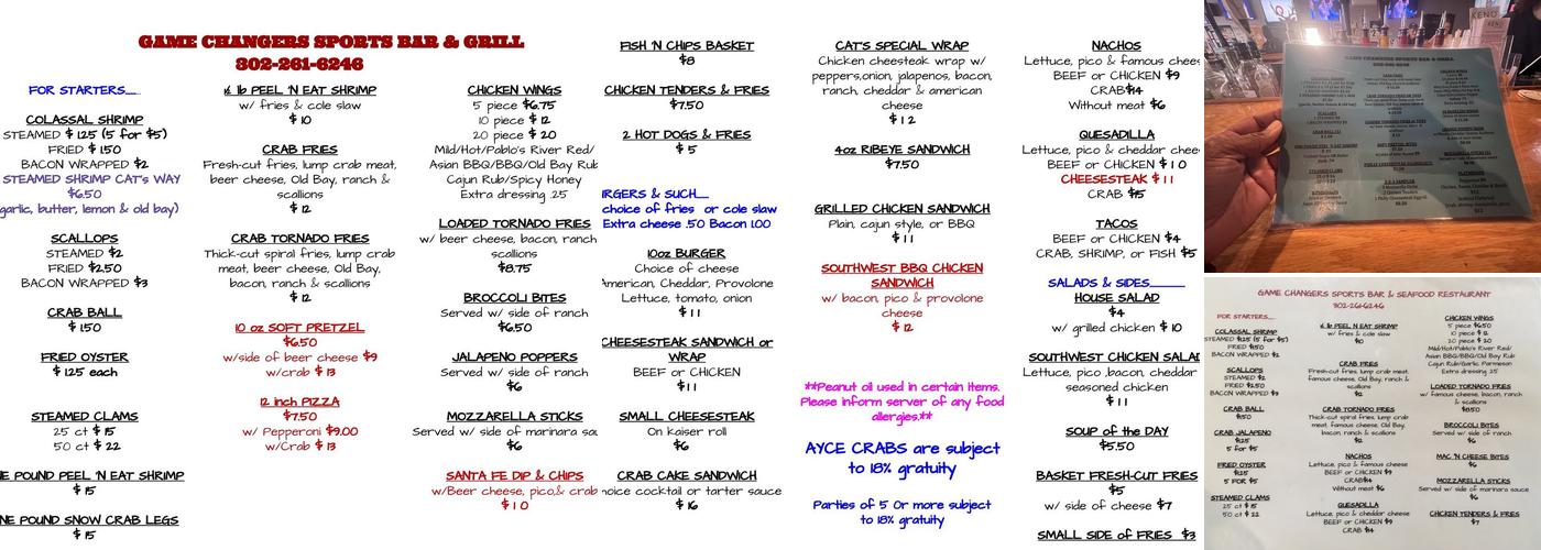 GameChangers Menu