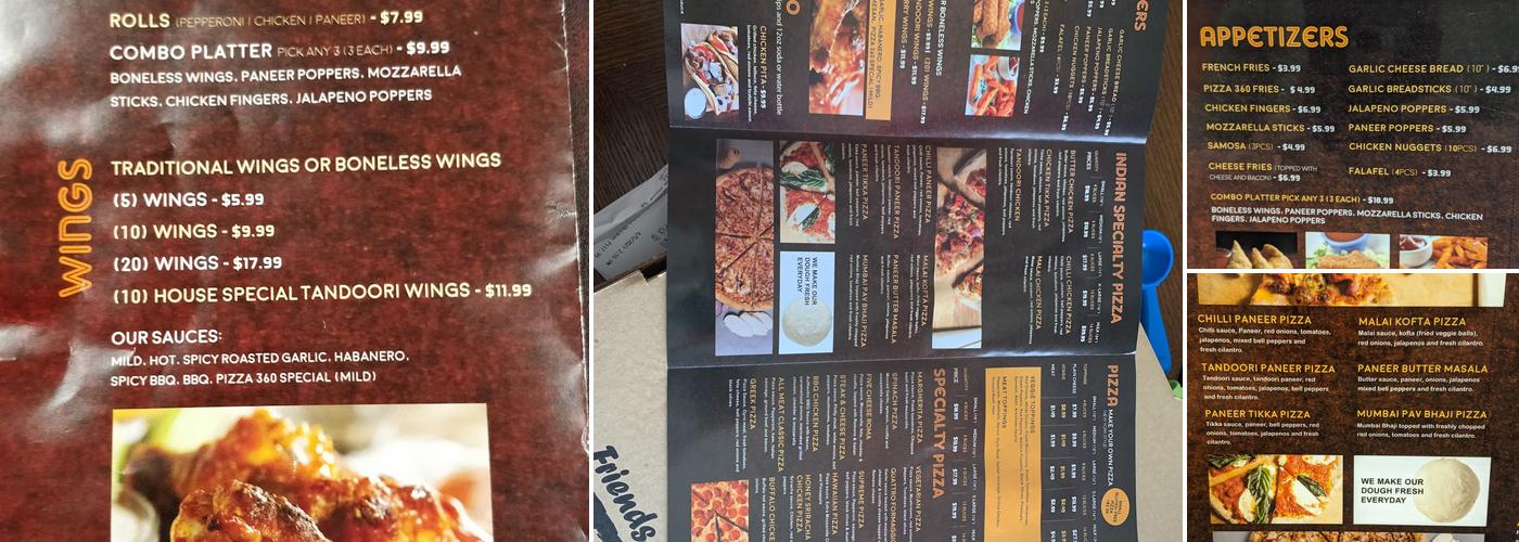 Pizza 360 Menu
