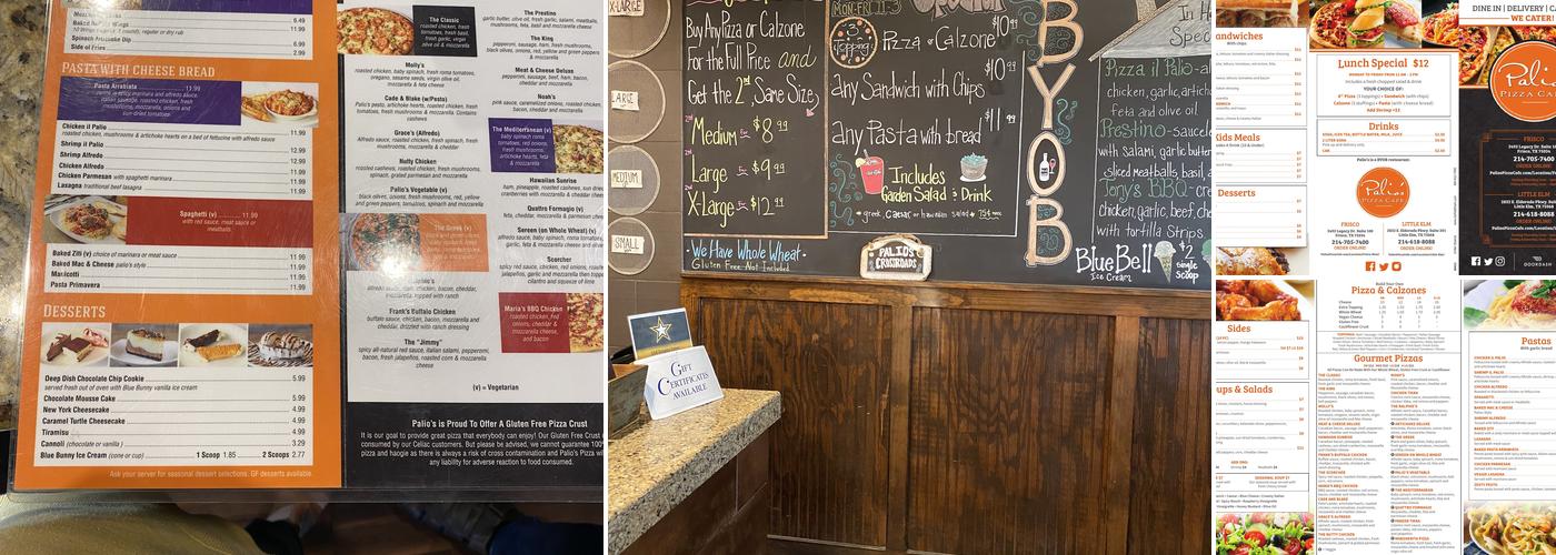 Palios Pizza Cafe of Little Elm Menu