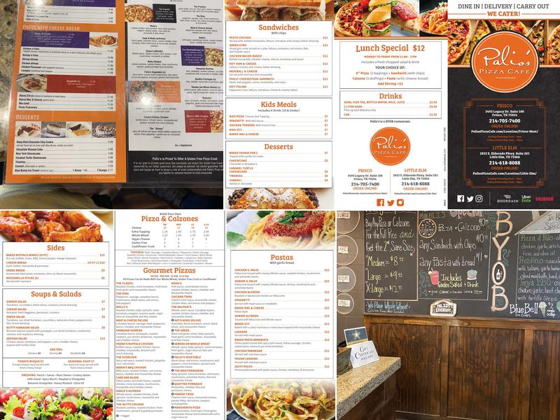Palios Pizza Cafe of Little Elm Menu