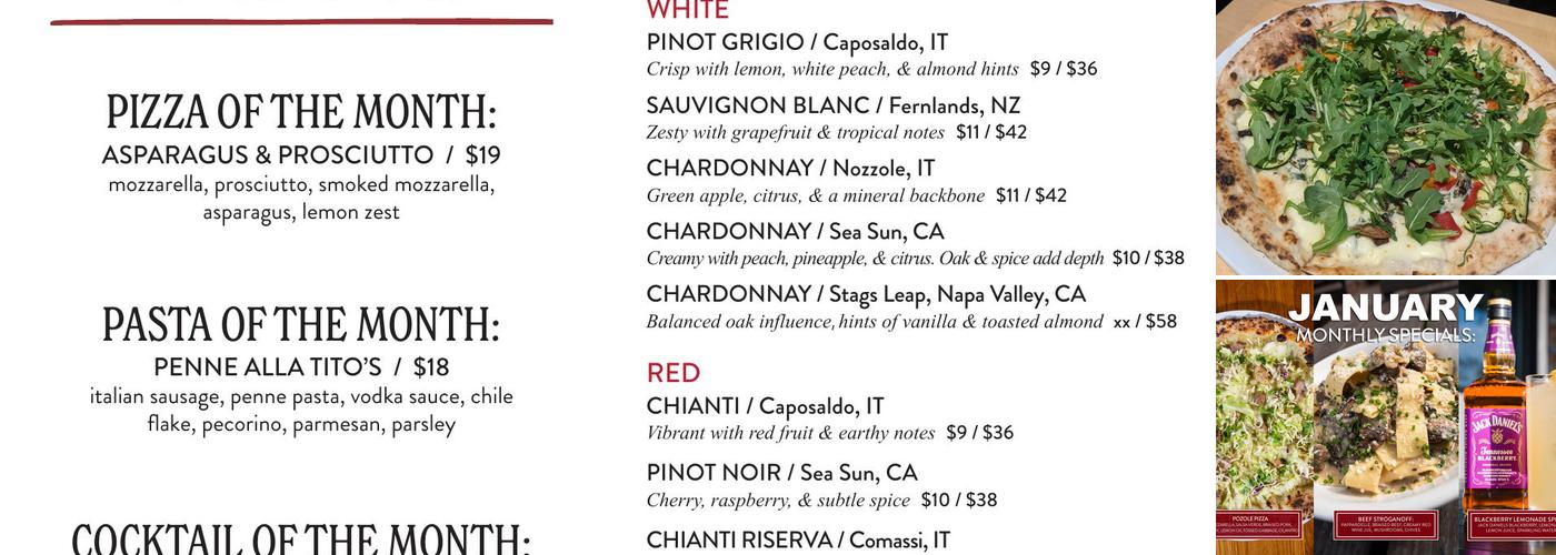 Cane Rosso Menu