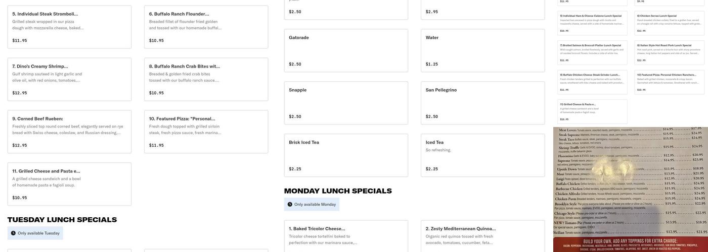 Dino's Pizza & Pasta Menu