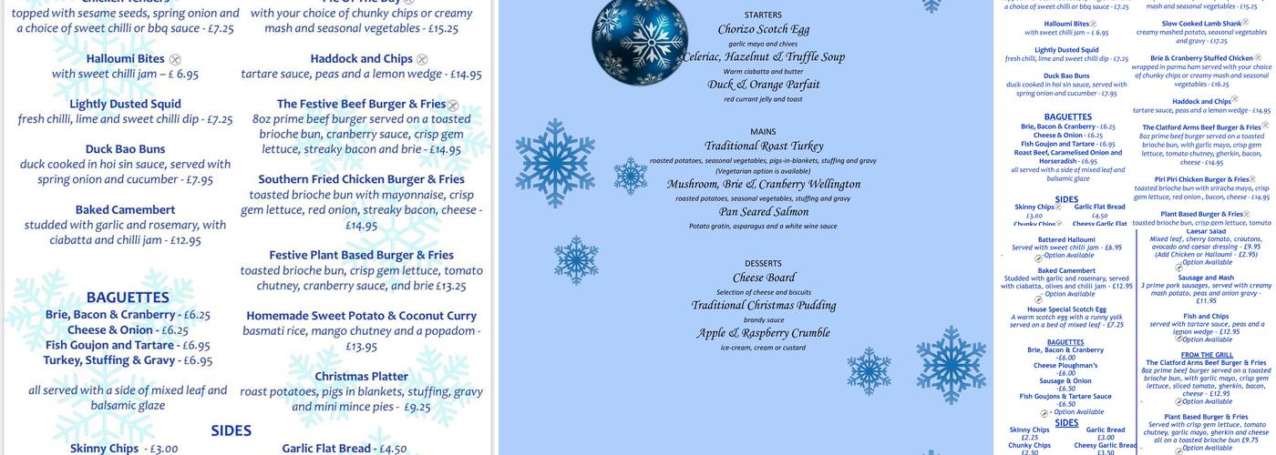 The Clatford Arms Menu