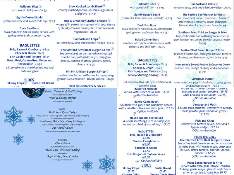 The Clatford Arms Menu