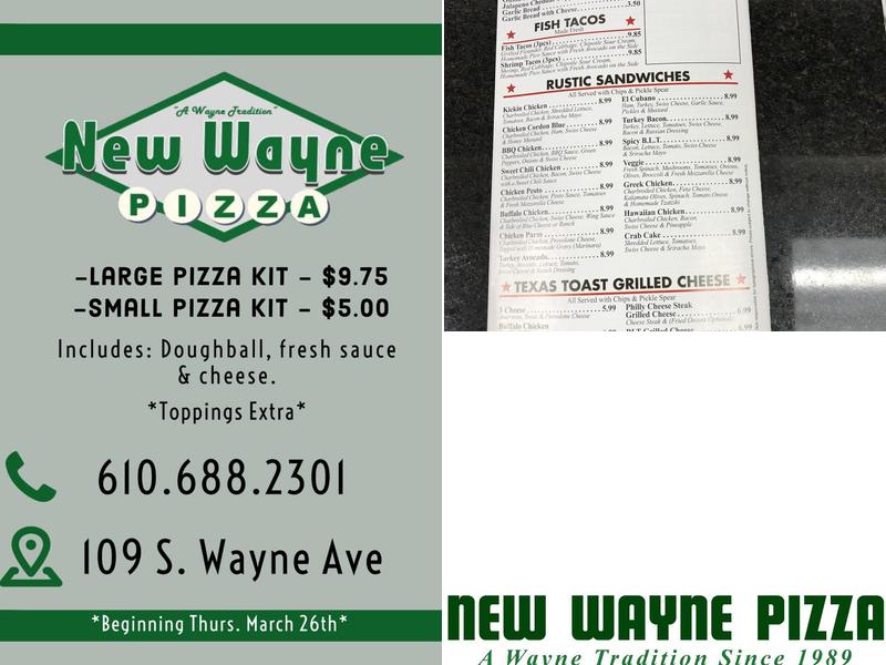 New Wayne Pizza Menu