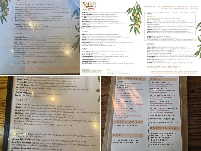 Pietro's Menu