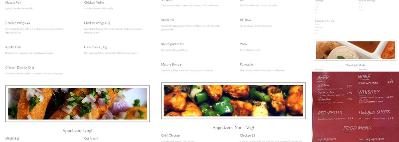 Chopathi India Kitchen Menu
