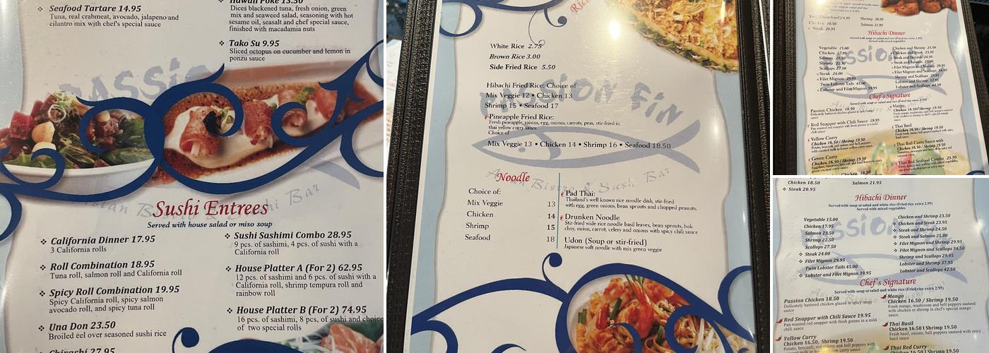 Passion Fin Menu