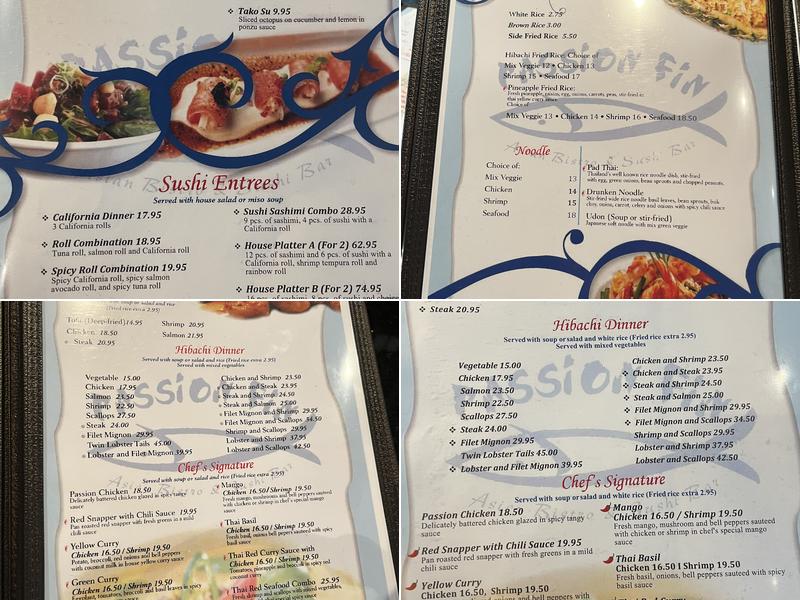 Passion Fin Menu