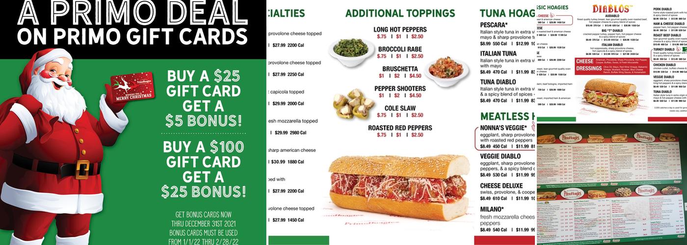 PrimoHoagies Menu