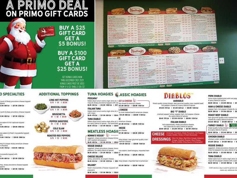 PrimoHoagies Menu