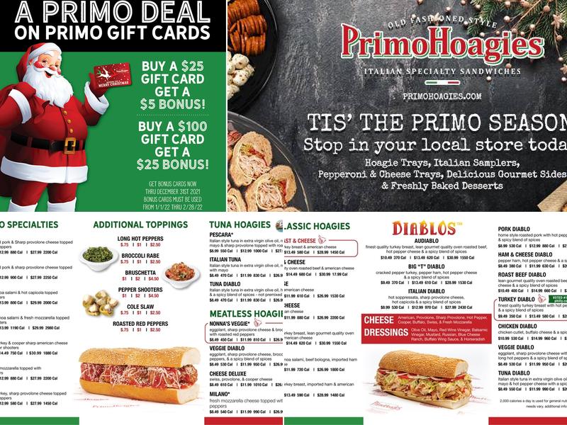 PrimoHoagies Menu