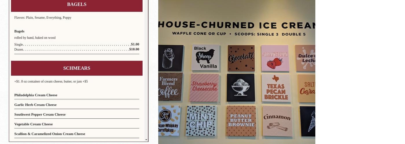 First Bake Cafe & Creamery Menu