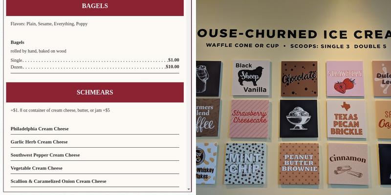 First Bake Cafe & Creamery Menu