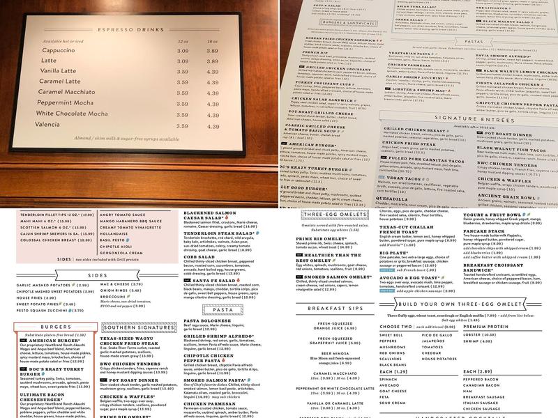 Black Walnut Cafe Menu