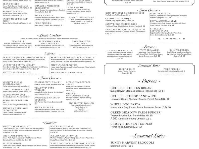 White Dog Cafe Wayne Menu