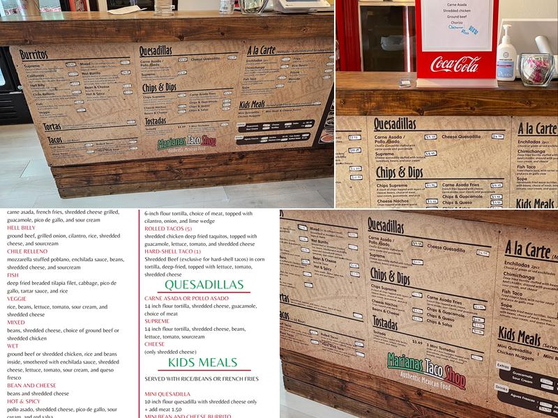 Marianas Taco Shop Menu