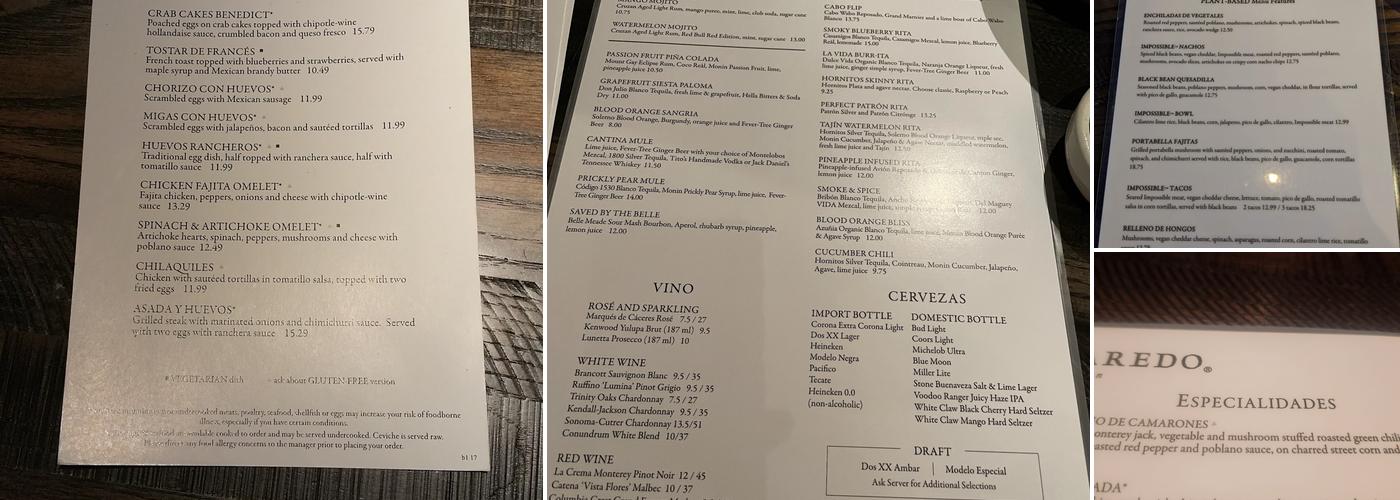 Cantina Laredo Menu