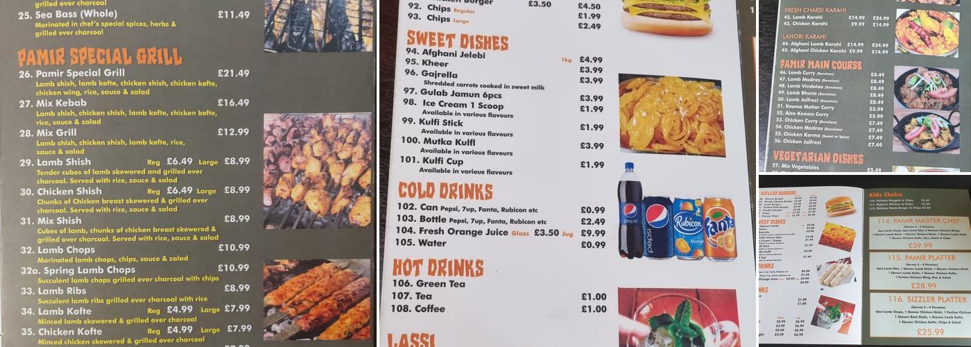 Pamir Restaurant Menu