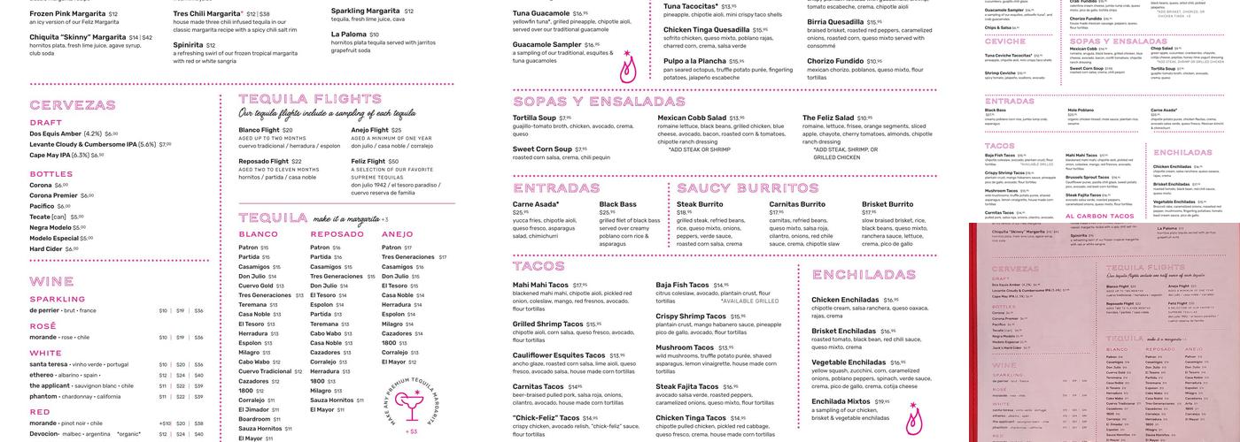 Cantina Feliz Menu